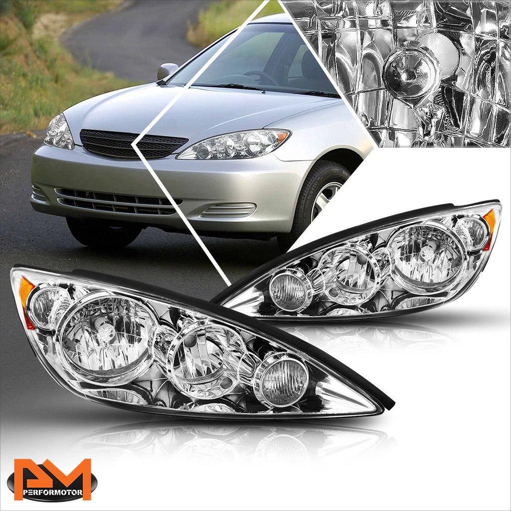 Chrome Housing Headlight & Amber Side Corner Signal Lamp Pair for Camry XV30 (2005–2006)