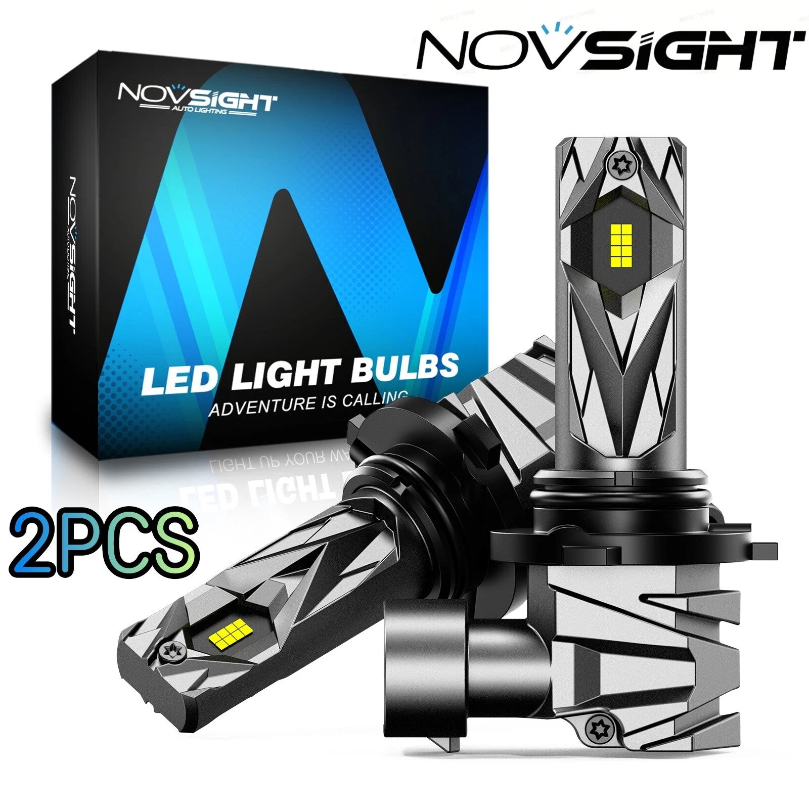 2X 9006 LED Headlight Bulbs for NOVSIGHT (6500K, 16000LM)