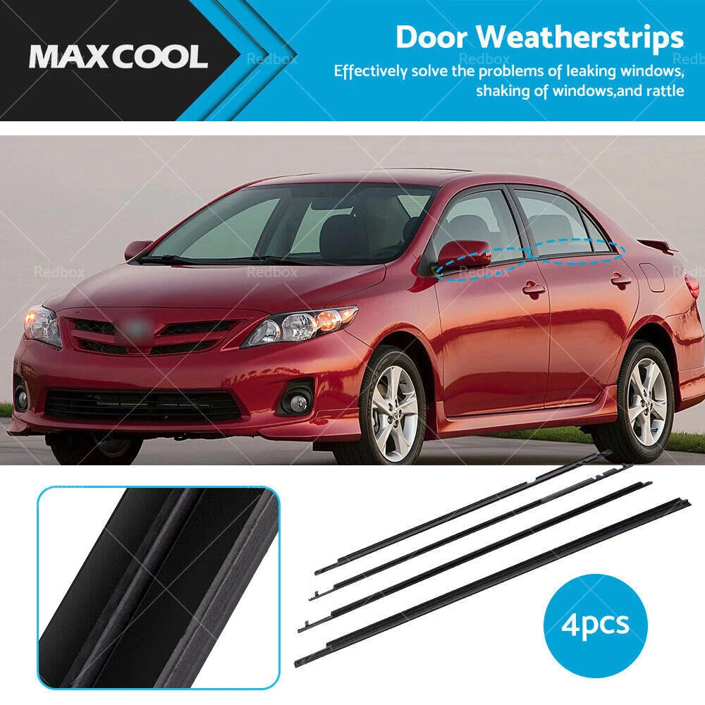 Set of 4 Window Glass Seals for Toyota Corolla Sedan (2009–2012)