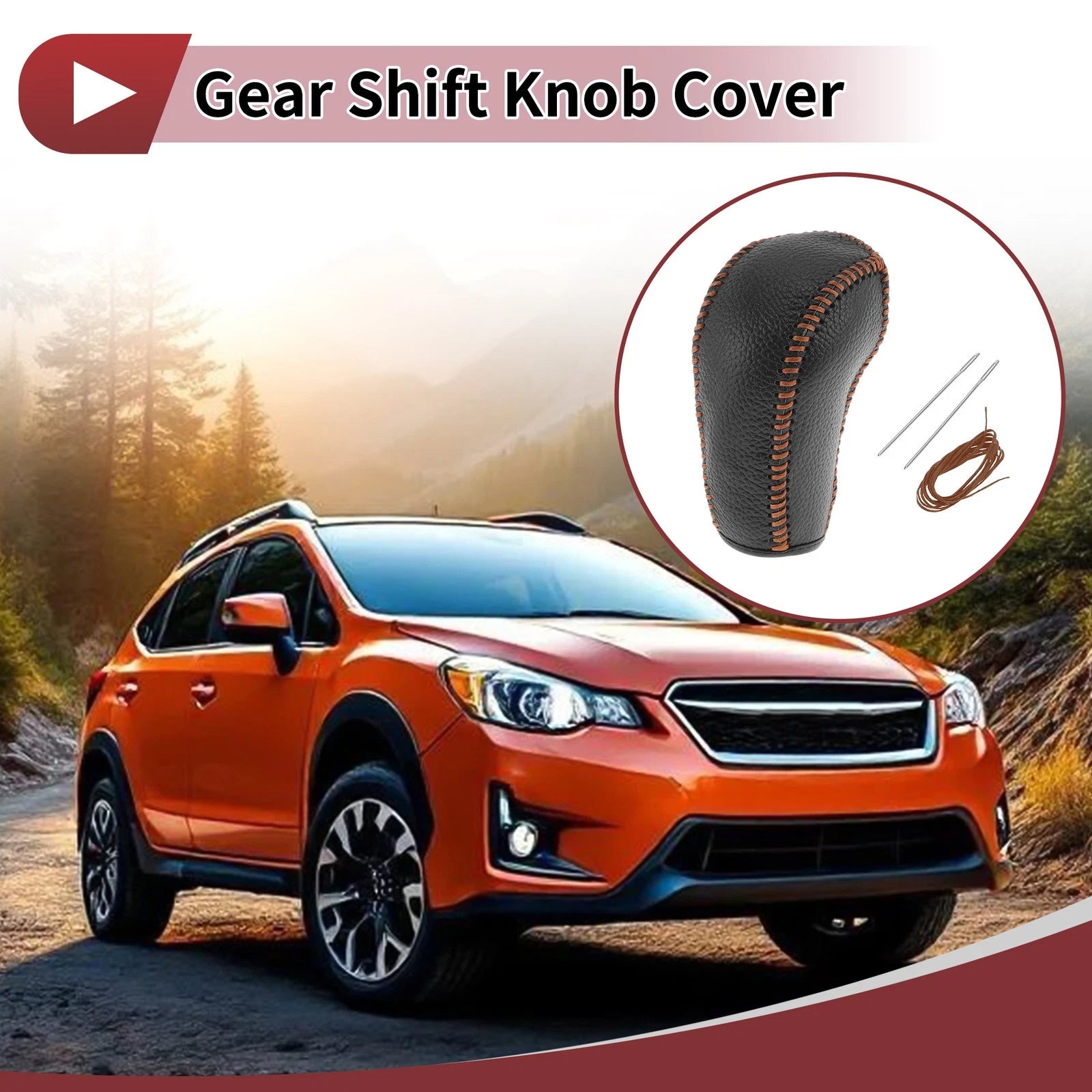 1Pc Gear Shift Knob Cover for Subaru Forester (2014–2017) Black Brown