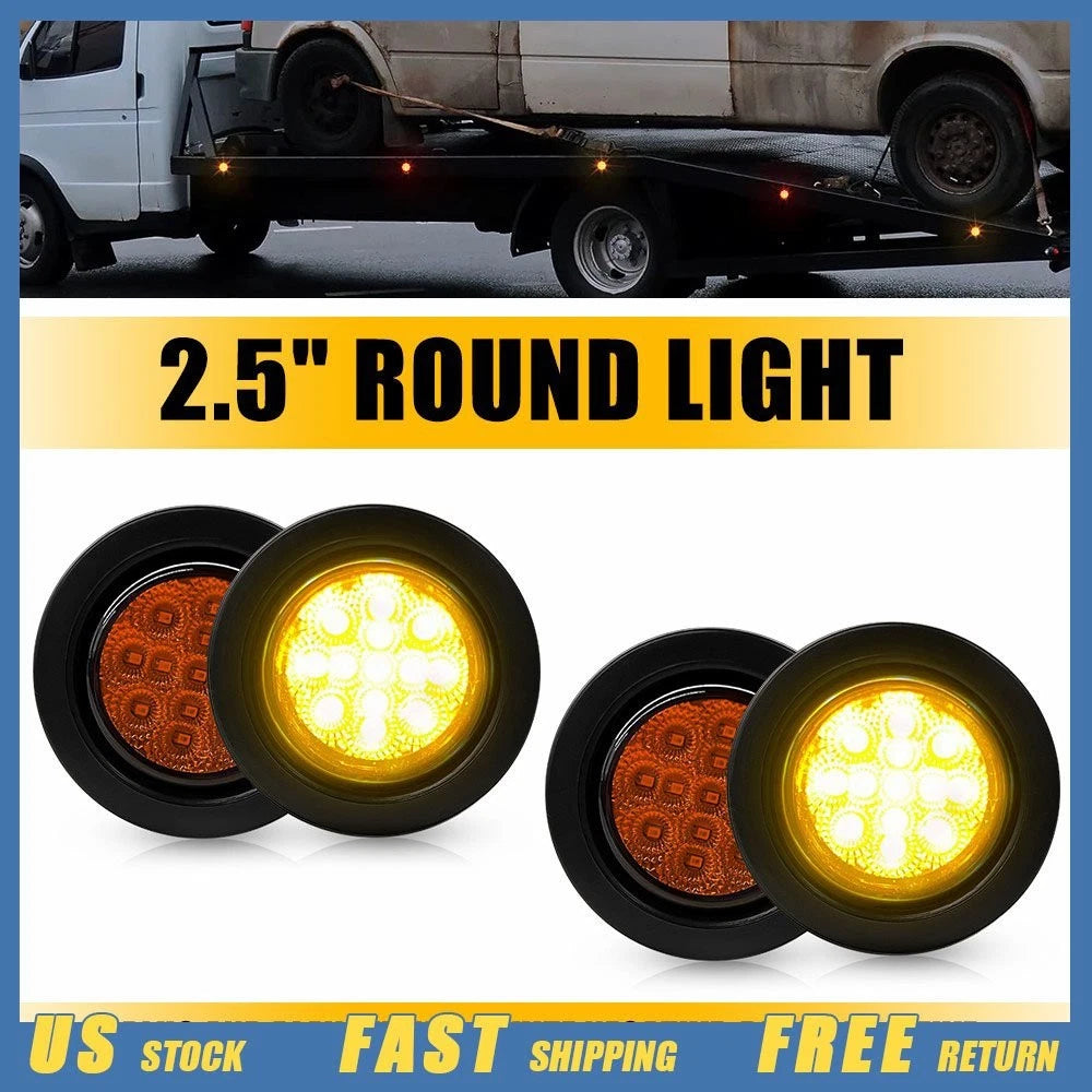 4x 2.5" Amber LED Side Marker Lights for Trailer Truck RV (12V)