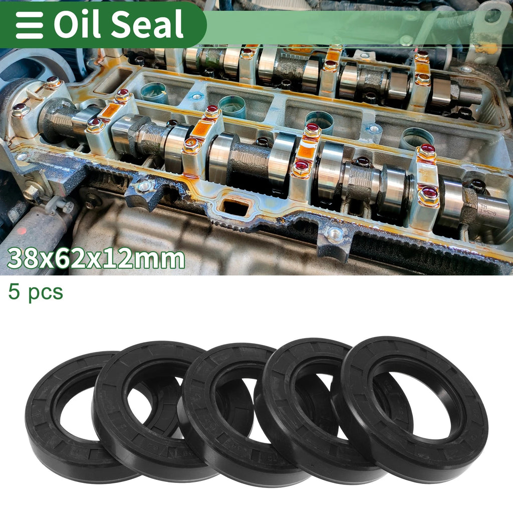 Set of 5 Oil Seal Ring NBR Rubber 38x62x12mm for Rotary Shaft
