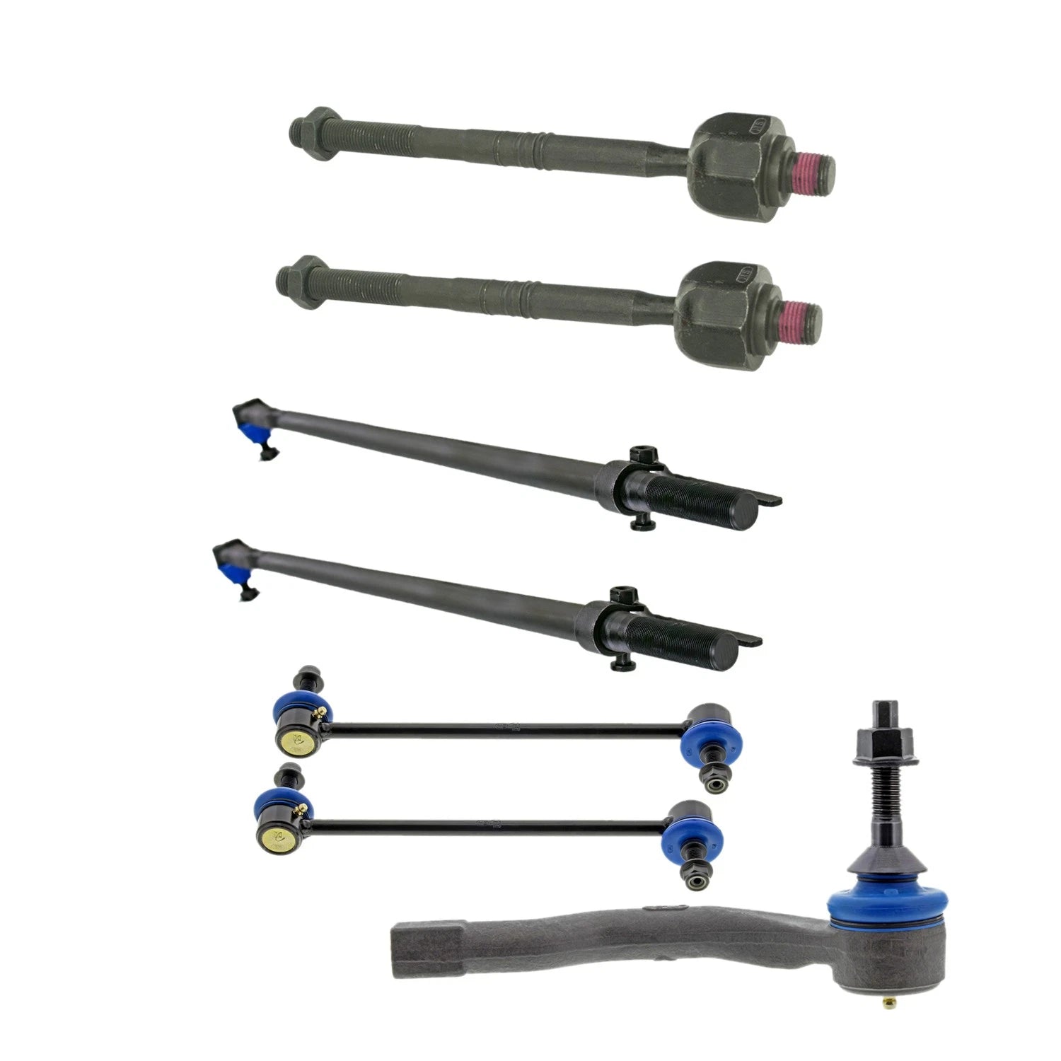Set of 4 Mevotech Supreme Front Inner Outer Tie Rod Ends Sway Bar Links for Fusion MKX (2013–2018)