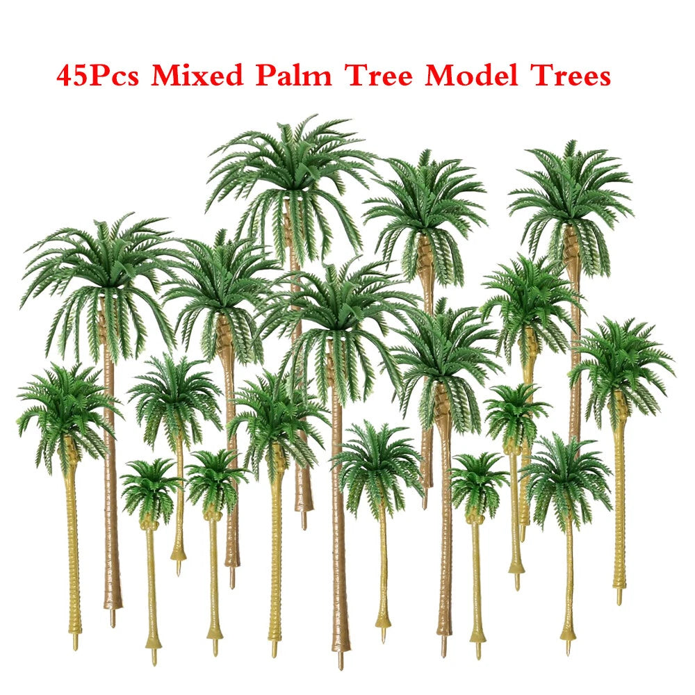 45pcs Coconut Palm Trees for HO N Scale Train Railroad Diorama