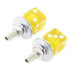2X Yellow Dice License Plate Bolts for Motorcycle Bike