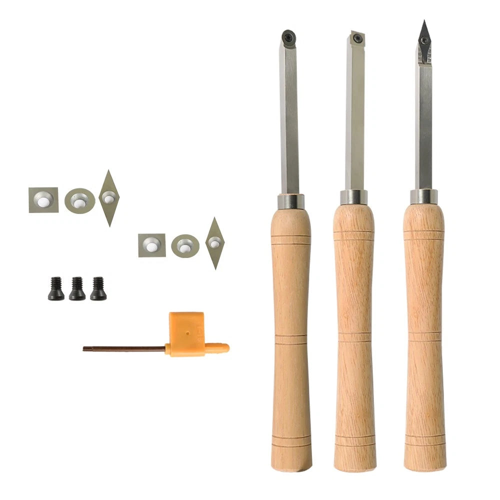 3 Piece Carbide Woodturning Tool Set for Mini Woodturners