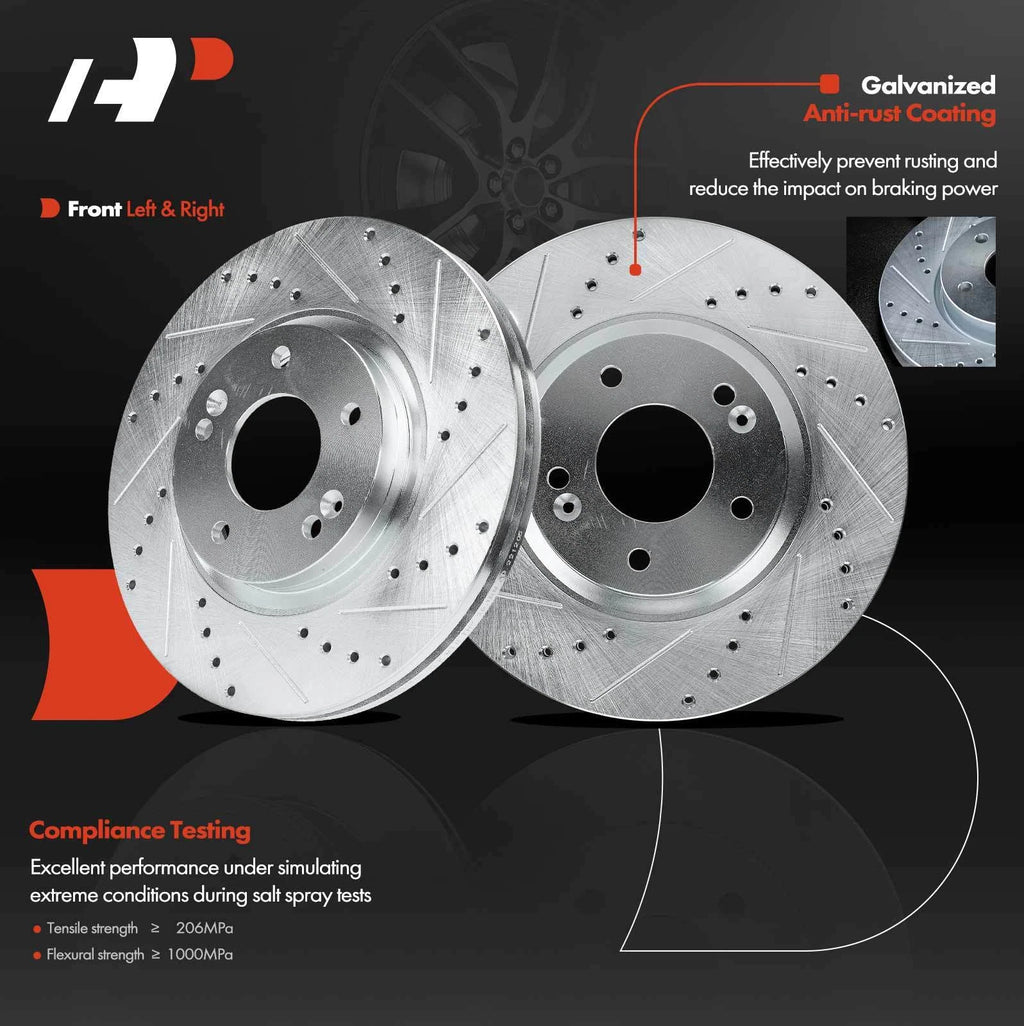 Set of 4 Drilled Brake Rotors & Ceramic Pads for Hyundai Santa Fe