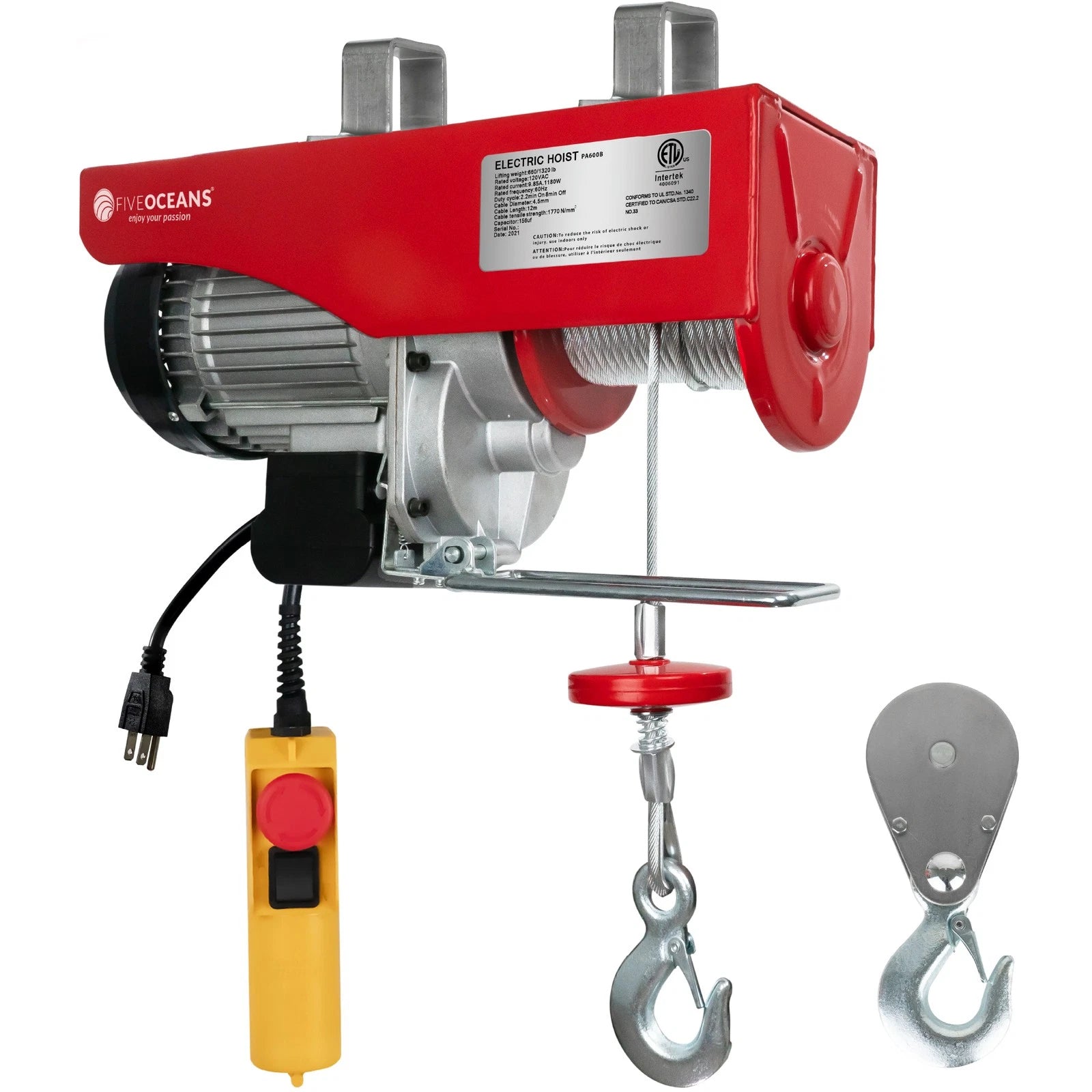 Electric Hoist Pulley System for Electric Winch (1320 lb, 20 ft Control)