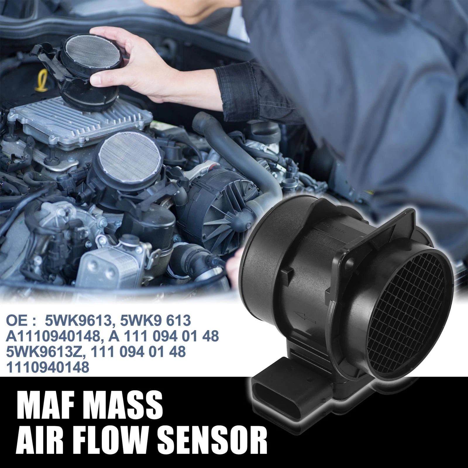 Mass Air Flow Meter Sensor 5 Pin 5WK9613 A1110940148 for Mercedes-Benz 