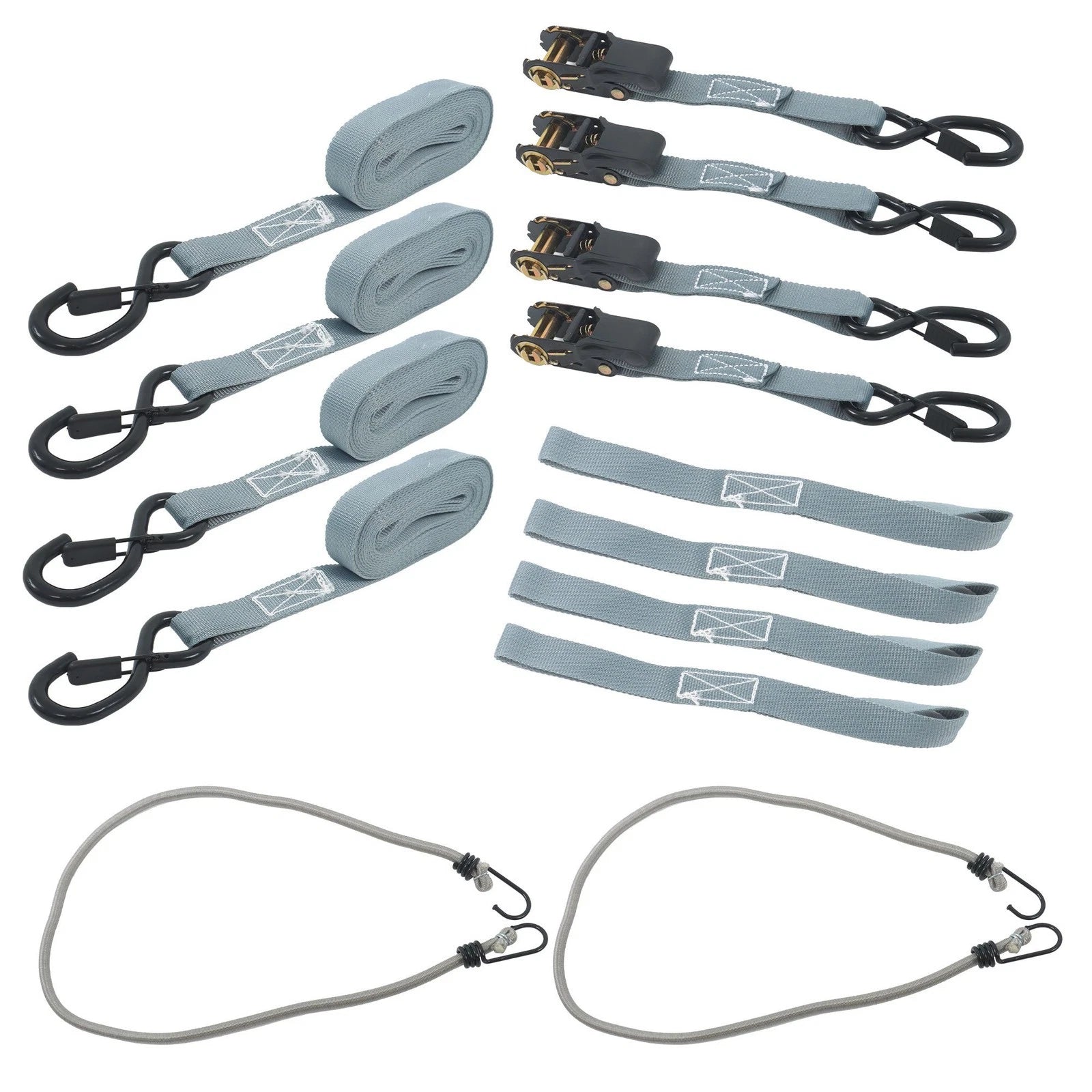 Set of 4 Ratchet Straps for Secure Cargo Tie-Down (2200lb Strength)