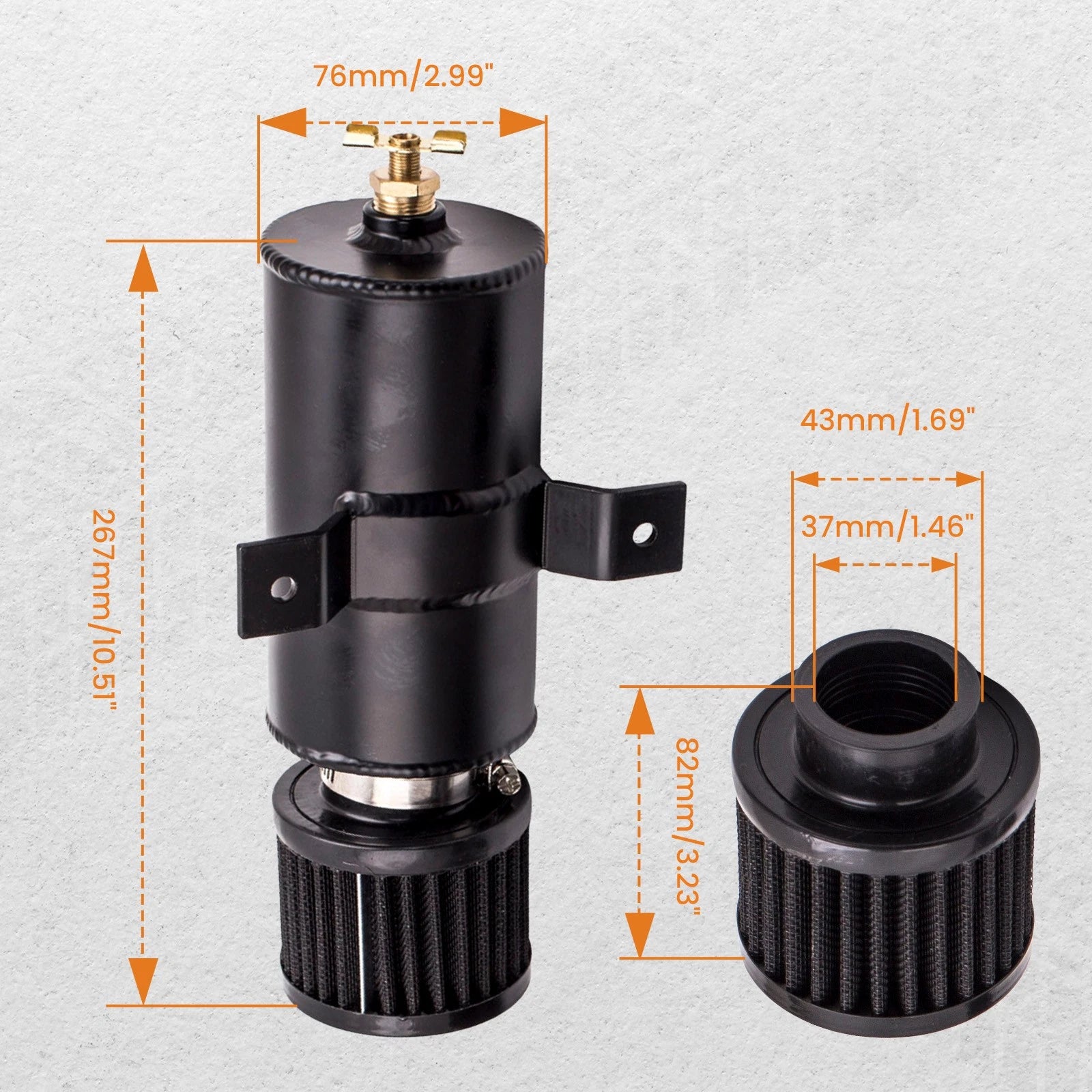 0.75L AN10 Alloy Baffled Motor Oil Catch Can with Hose Kit Universal