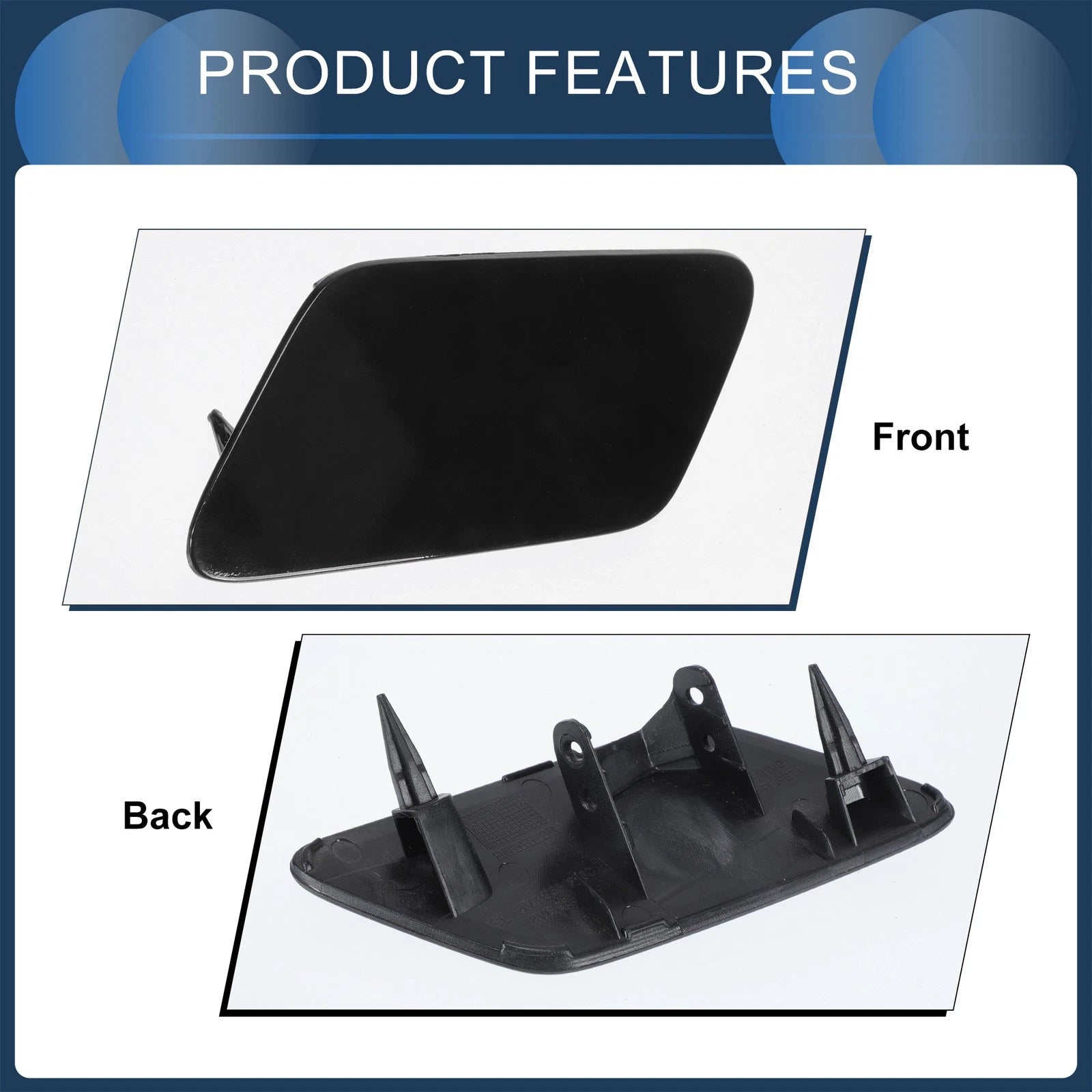 Front Left Washer Nozzle Cover Cap for Audi A3 8V (2013–2016) 1 Pcs Black