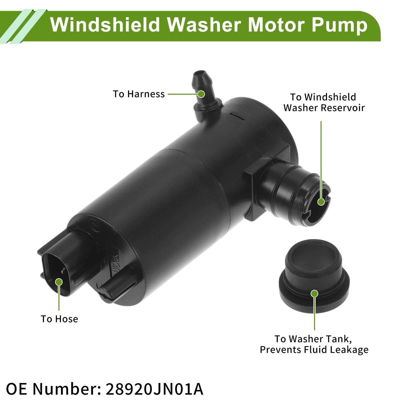 Windshield Washer Pump w/Grommet for Nissan (No. 28920JN01A)