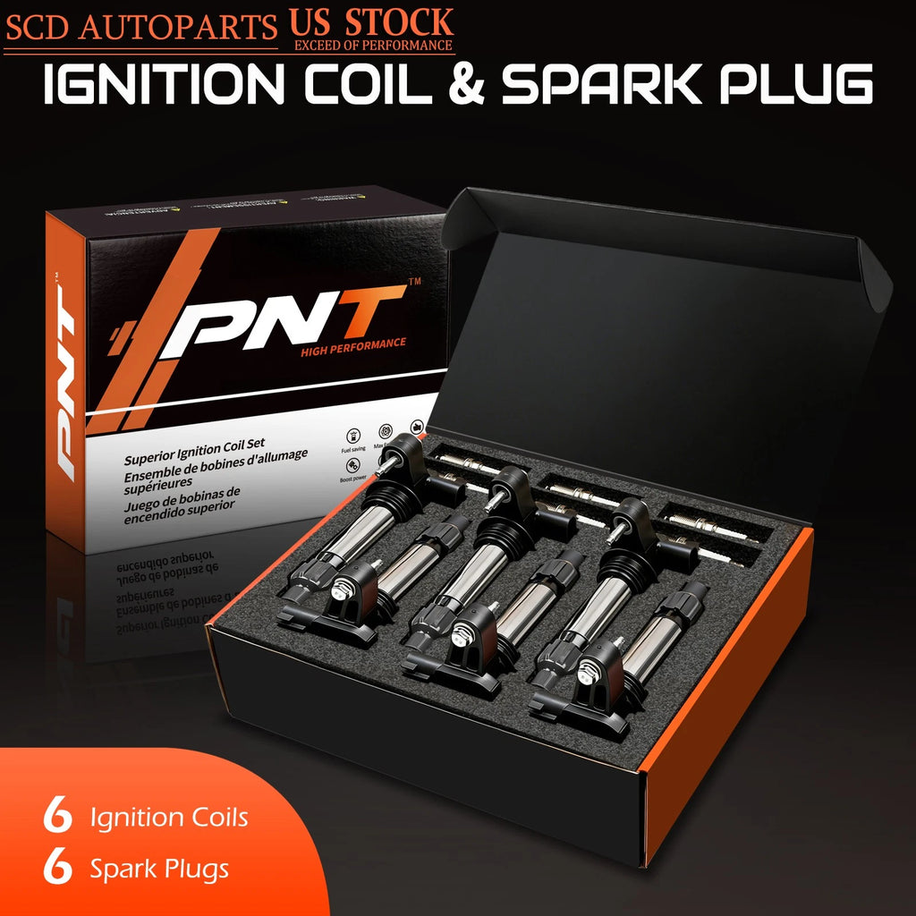 6X Ignition Coil & Spark Plug Pack for Cadillac GMC Chevy Buick 3.0L (2003–2011) PNT UF569