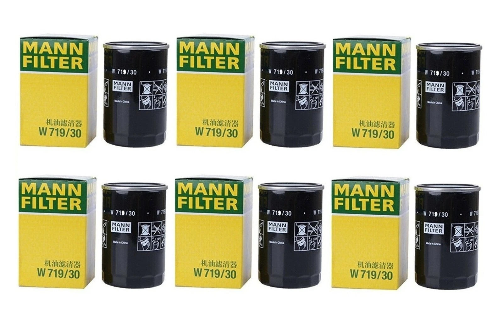 Set of 6 Engine Oil Filters W 719/30 for Audi 90 100 A4 200 TT S6 S4