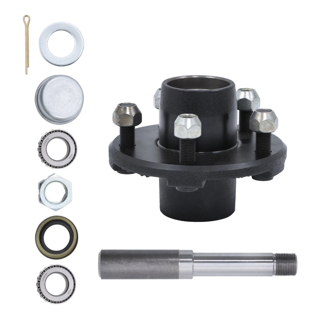 1" Straight Spindle & Bearings Hub Assembly for 5-Bolt Vehicles 