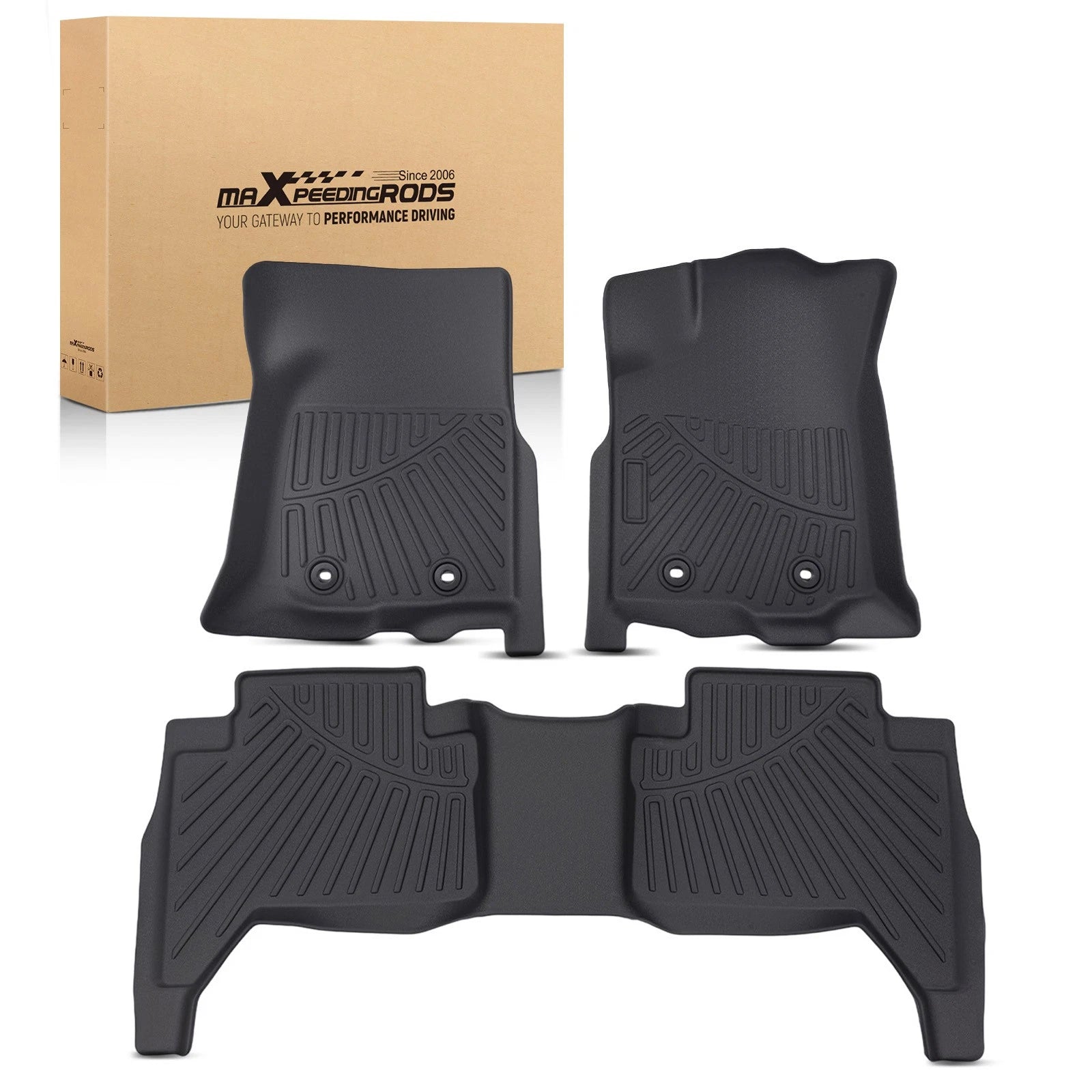 3pc Floor Mats for Toyota Tacoma Double Cab (2018–2023) TPE Rubber
