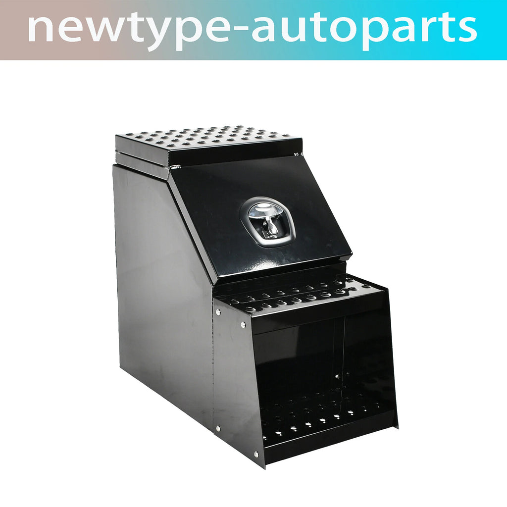 Black Aluminum Tool Box with Saddle Step for Semi Truck (28"x25"x15")