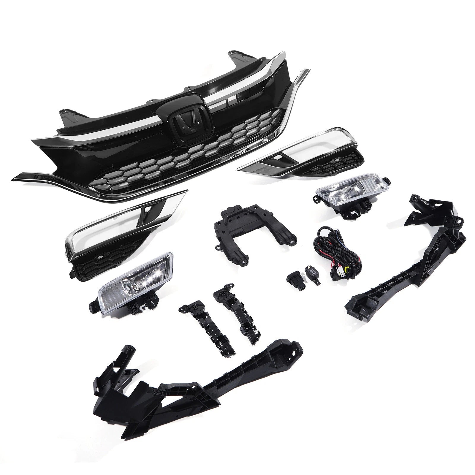 Set of 11 Front Grille Fog Light Bezels Bracket Kit for Honda CR-V (2015–2016)