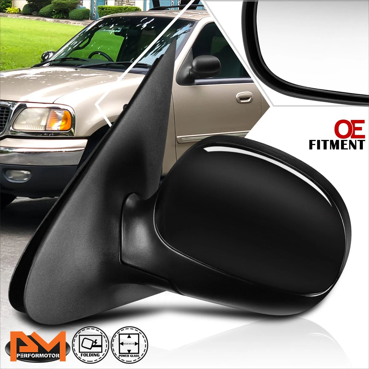 OE Style Powered Adjustable Side Rear View Mirror for Ford Expedition (1997)