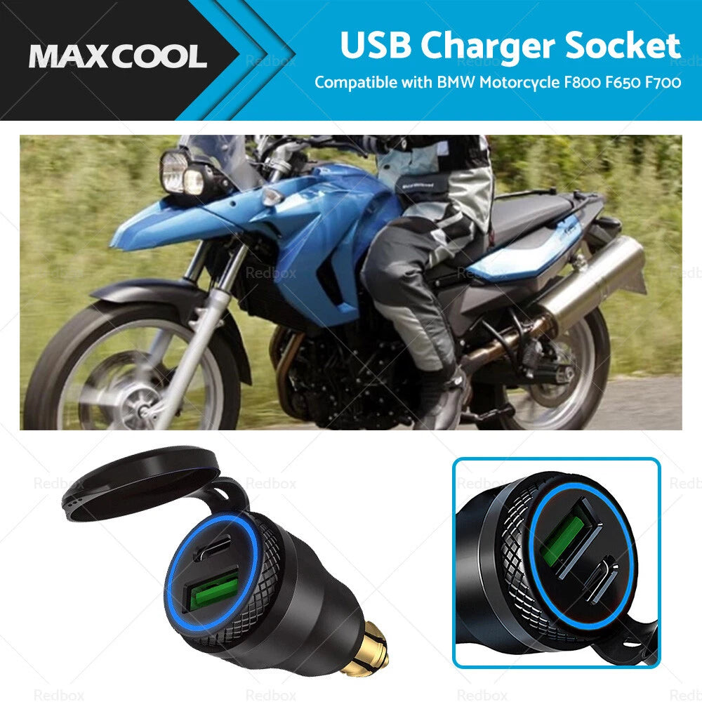 Dual USB Charger Hella DIN Type C Plug Socket for BMW Ducati Motorcycle (2010–2023)