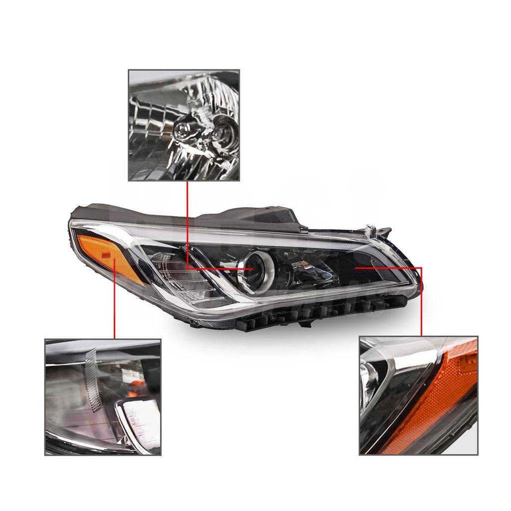 Headlight Assembly for Hyundai Sonata (2015-2017) Halogen Right Passenger