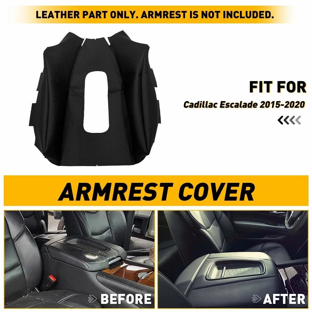 Center Console Lid Armrest Cover for Cadillac Escalade (2015–2020) Leather Pad
