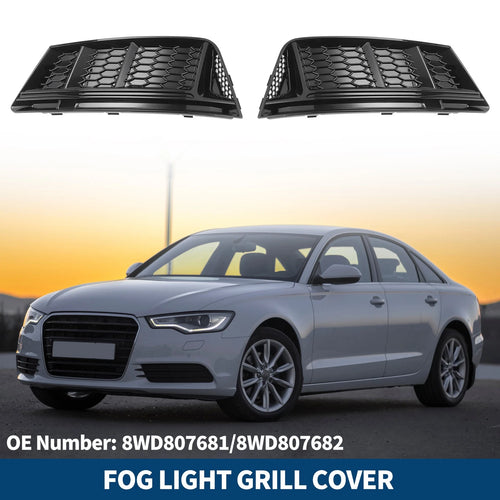 1 Pair Front Fog Light Grill for Audi A4 B9 (2016–2018) No. 8WD807681/8WD807682