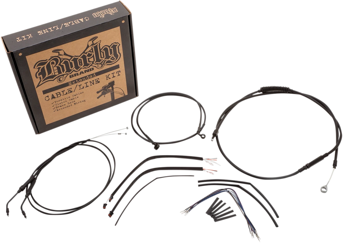 Complete Black Vinyl Handlebar Cable/Line Kit for Harley Ape Hanger