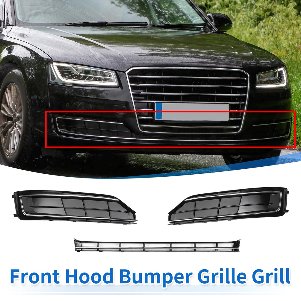 Front Hood Bumper Grille for Audi A8 (2015–2018) 4H0807679 Black