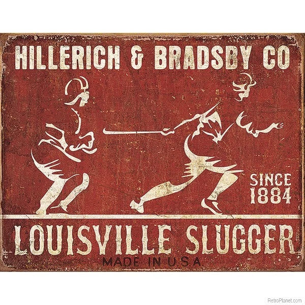 Vintage Replica Tin Metal Sign for Louisville Slugger Baseball Bat (1865)