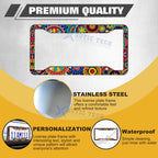 Boho Mandala Universal License Plate Frame for Stainless Steel (2010-2020)