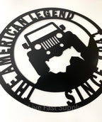 Black Metal Jeep American Legend Since 1941 Off Road Emblem Sign (14 in)