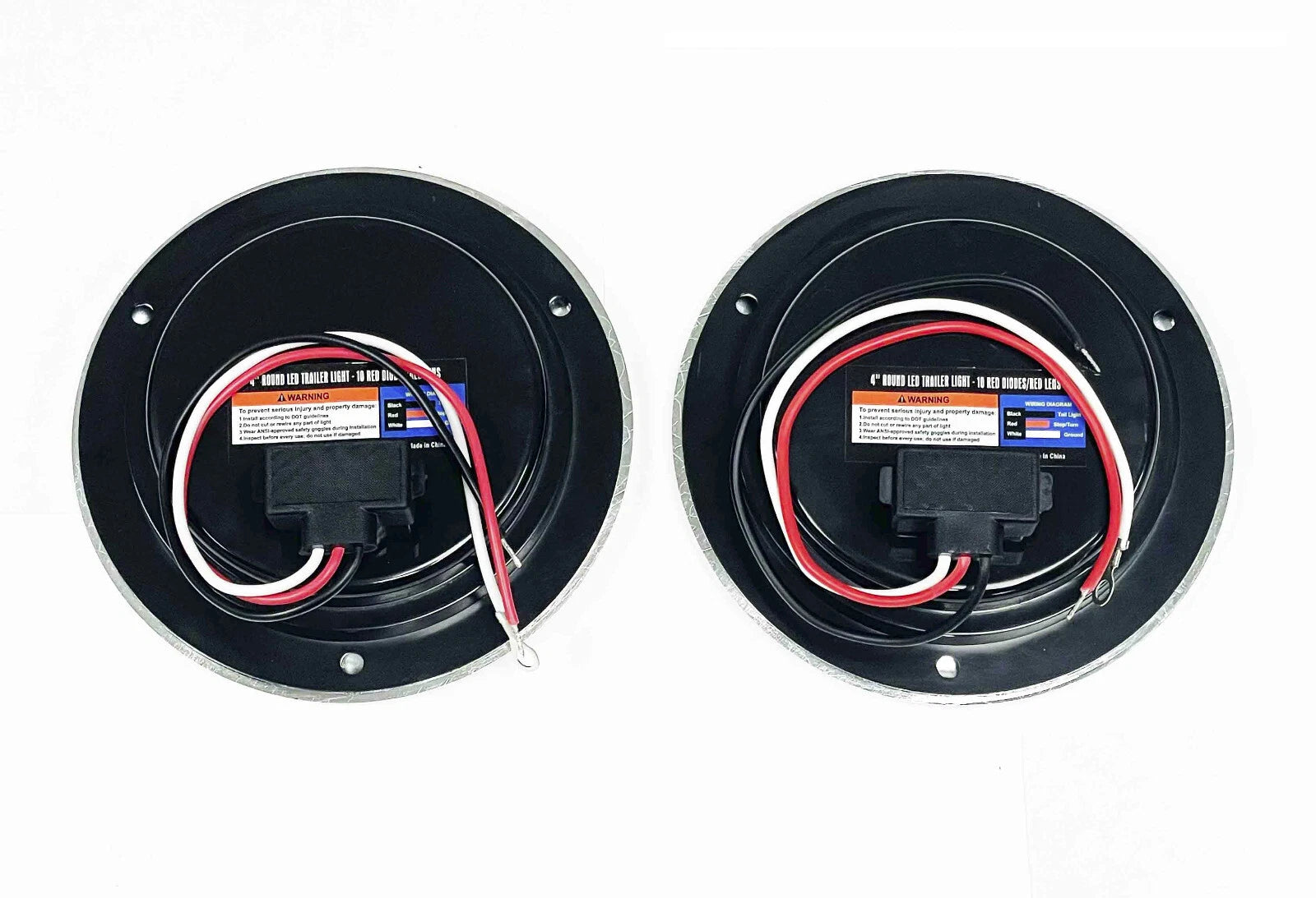 Set of 2 4" LED Round Surface Mount Stop Turn Tail Lights for Truck Trailer