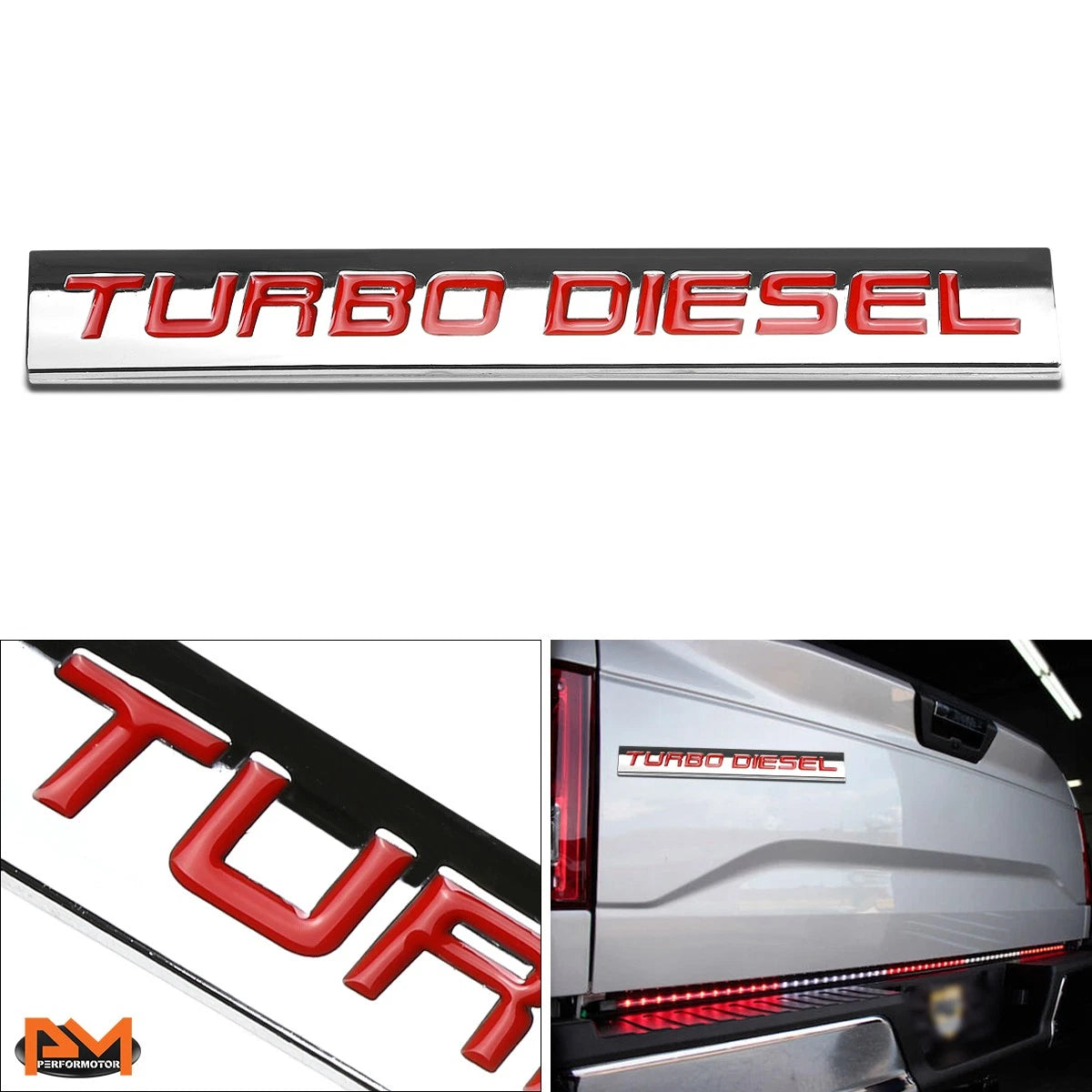 Polished Metal 3D Decal Red Emblem for Chevrolet Dodge
