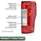 Set of 2 Tail Lights for Ford F250 F350 Super Duty (2017–2019)