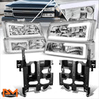 LED DRL Chrome Headlights for Chevy Avalanche Silverado (2003–2007)