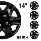 Set of 4 Wheel Hub Caps for R14 Tire & Steel Rim (14") Black
