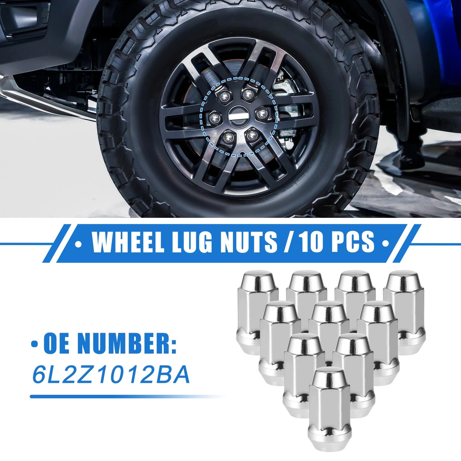 10 Pcs Wheel Lug Nuts for Ford Explorer, Lincoln MKS (1/2-20)