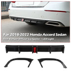 Carbon Fiber Print Rear Bumper Diffuser + Light for Honda Accord Sedan (2018–2022)