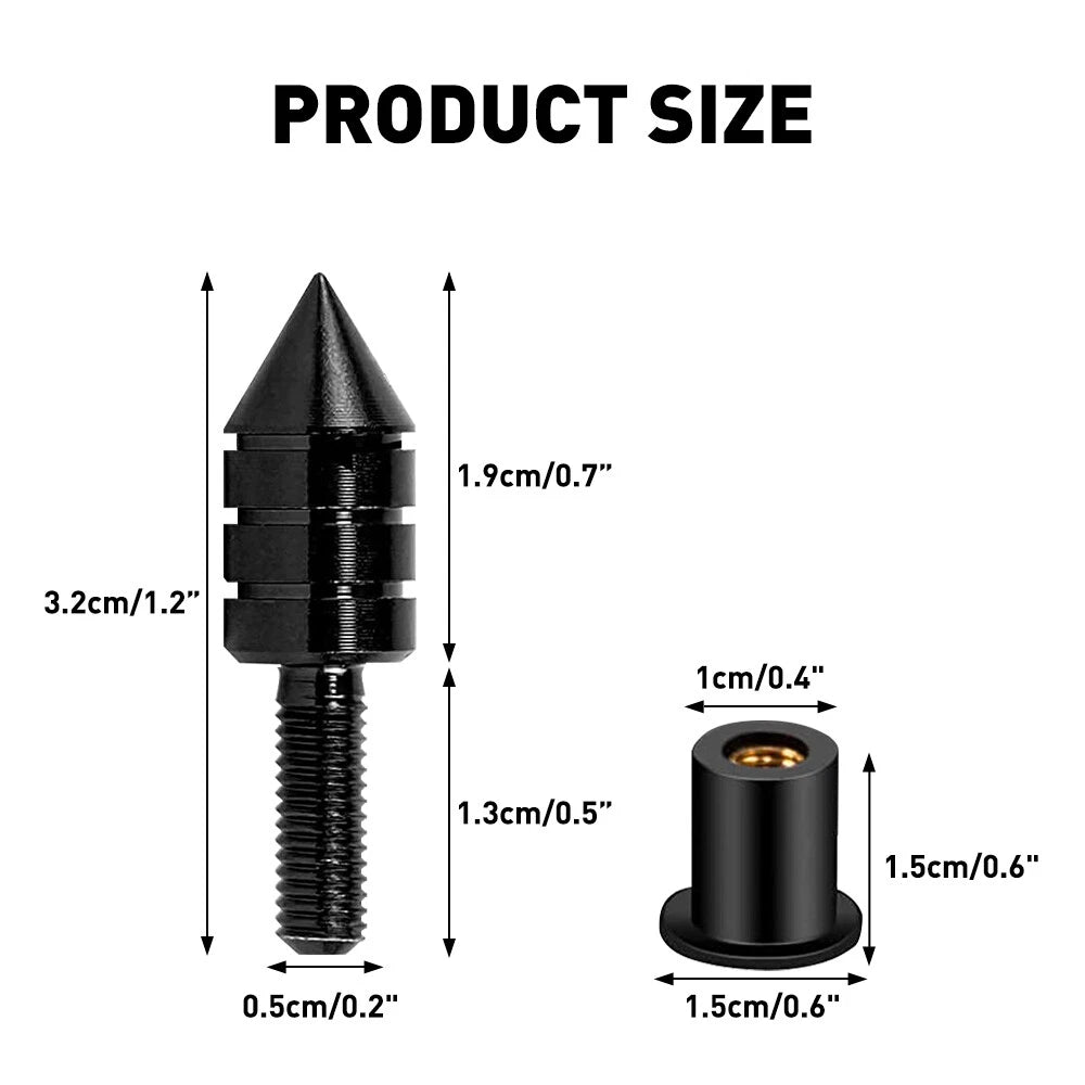 Set of 10 Black Spike Billet Aluminum Motorcycle License Plate Bolts