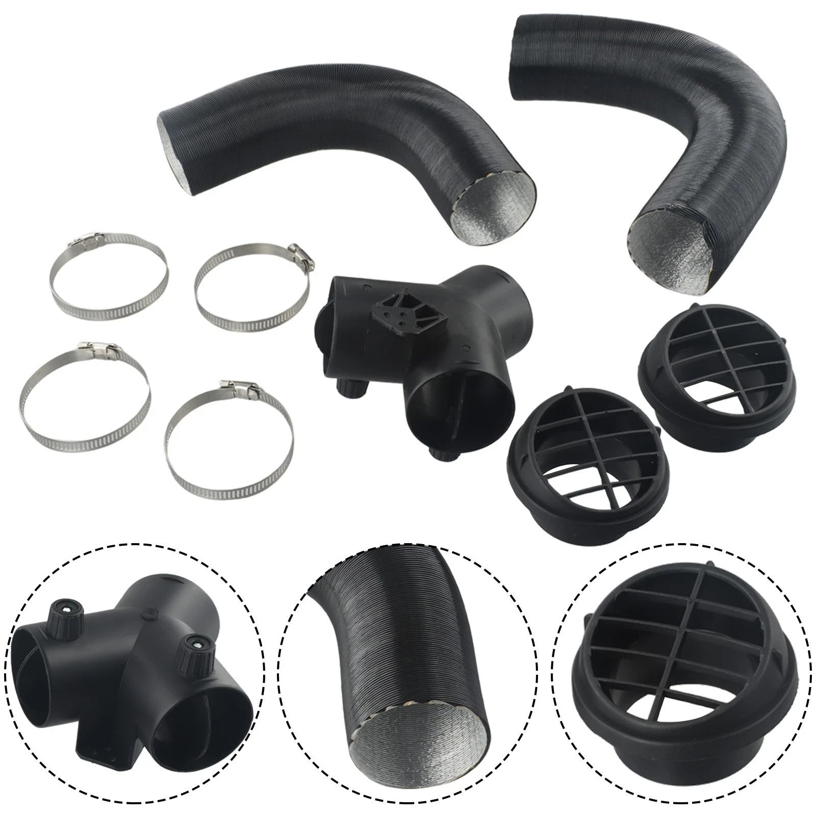60mm Pipe Ducting Y Piece + Warm Air Outlet Vent for Diesel Heater