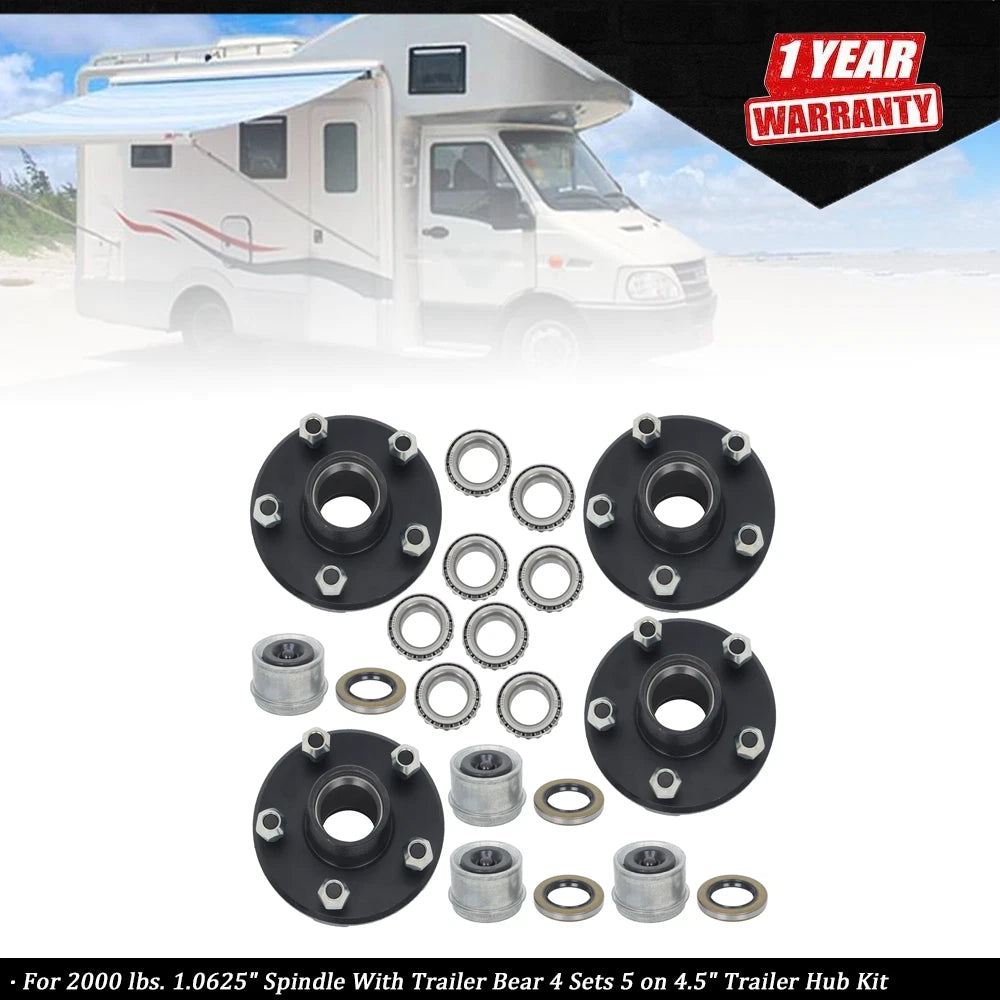2-Pack Trailer Idler Hub Kit 5 on 4.5" for Various Models