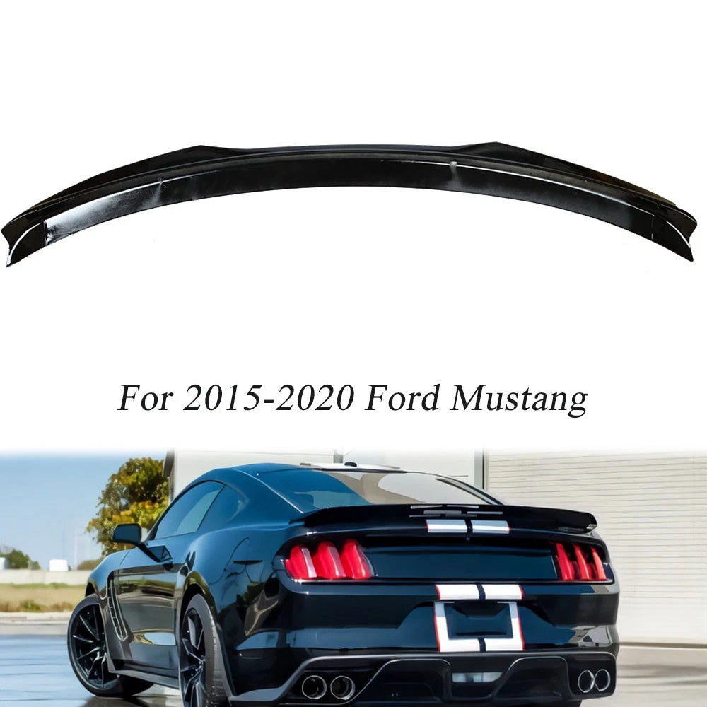 H Style Black Painted Rear Trunk Spoiler for Ford Mustang S550 (2015–2020)