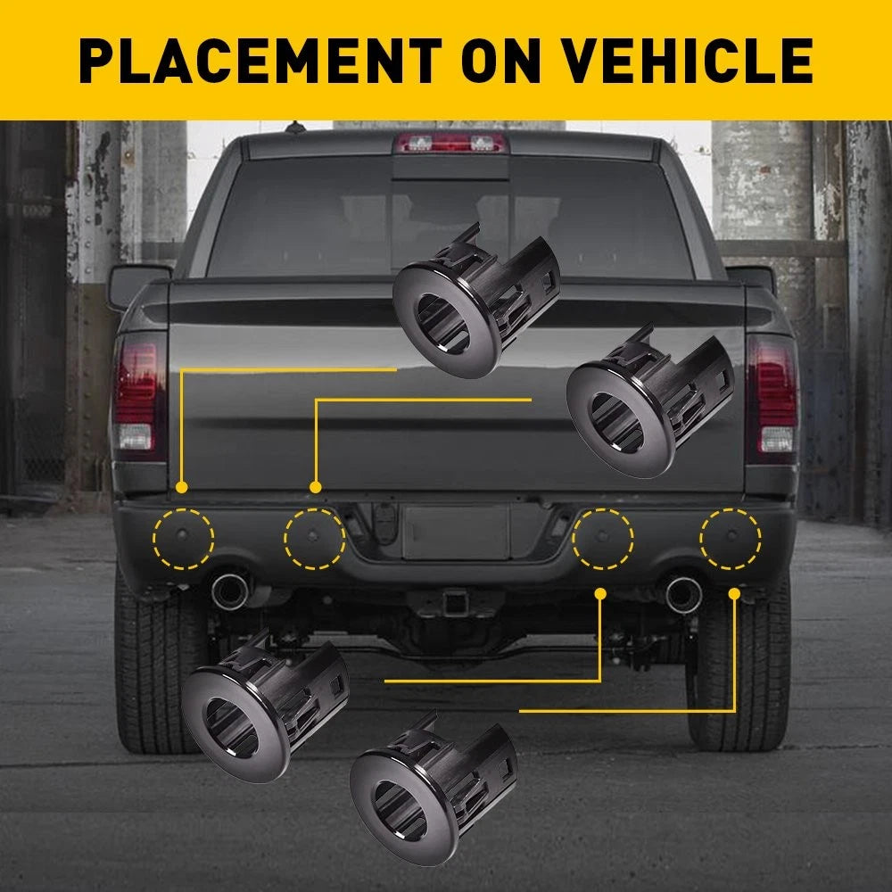 Set of 4 Parking Assist Sensor Bezels for Dodge Ram 1500 (2014–2018)
