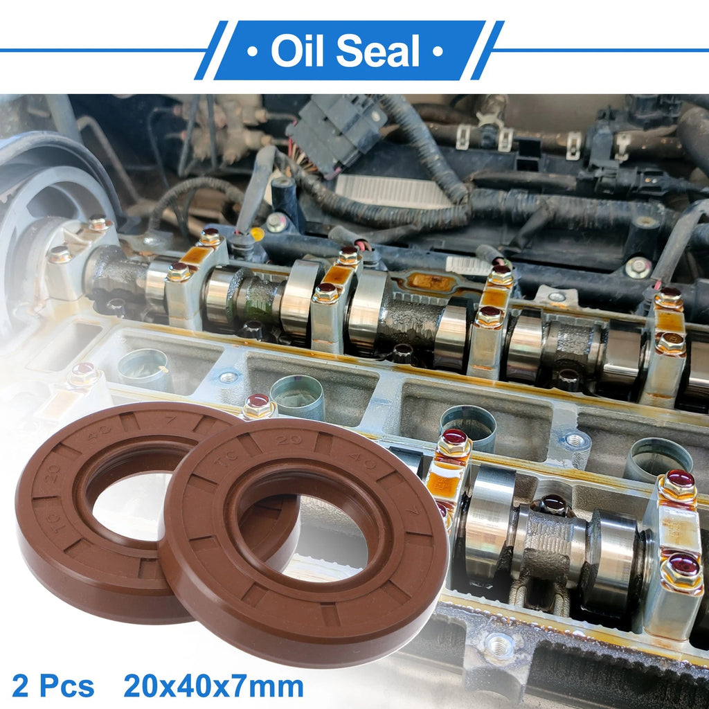 Set of 2 Oil Seal Rotary Shaft Seal FKM Rubber 20x40x7mm