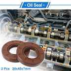 Set of 2 Oil Seal Rotary Shaft Seal FKM Rubber 20x40x7mm
