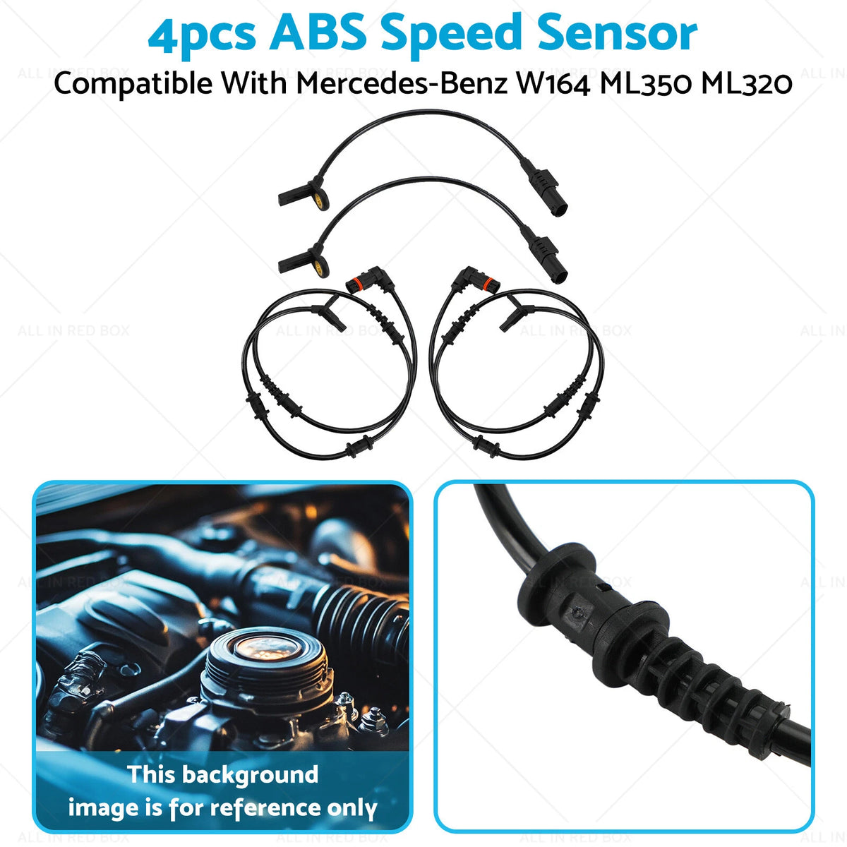 Set of 4 ABS Speed Sensors for Mercedes-Benz W164 ML350 ML320 (2006–2011)