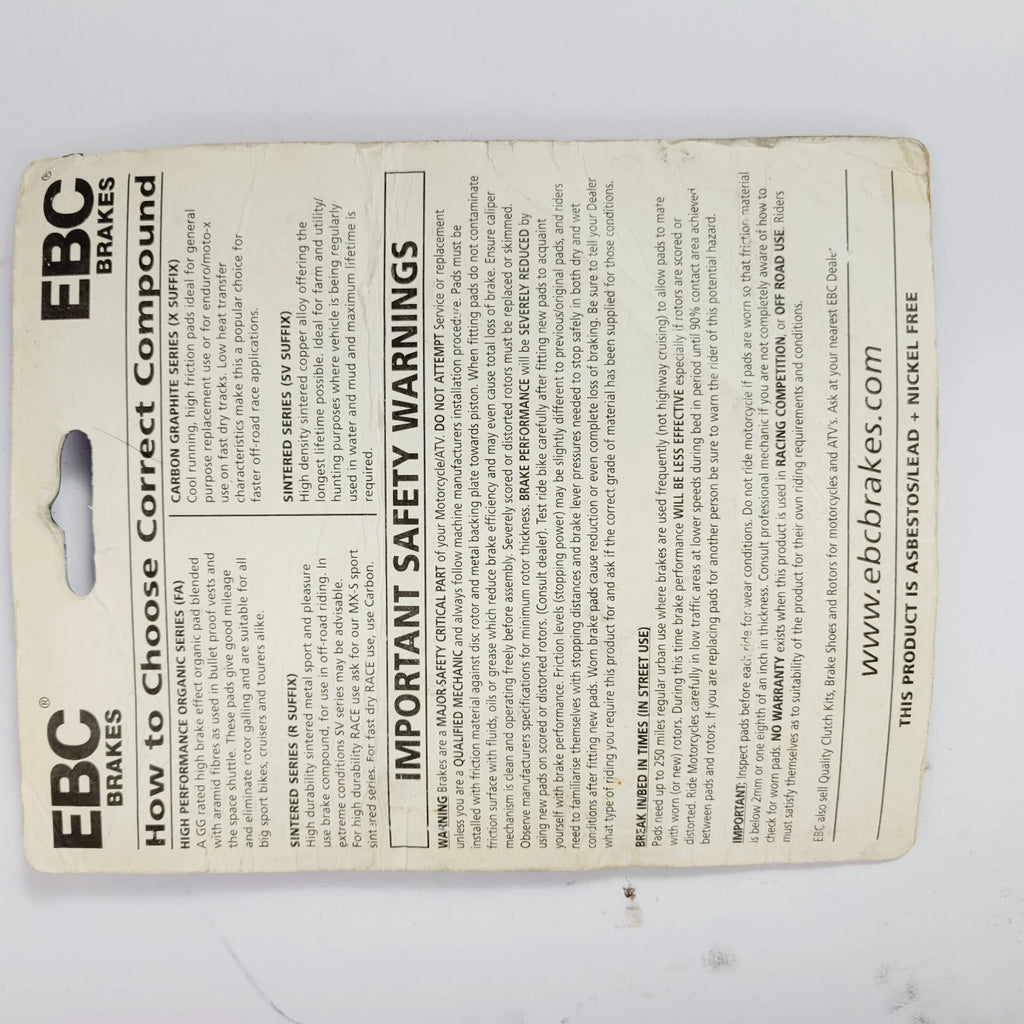 EBC Organic Front Disc Brake Pads FA464 for Yamaha YBR125 (2008–2016)
