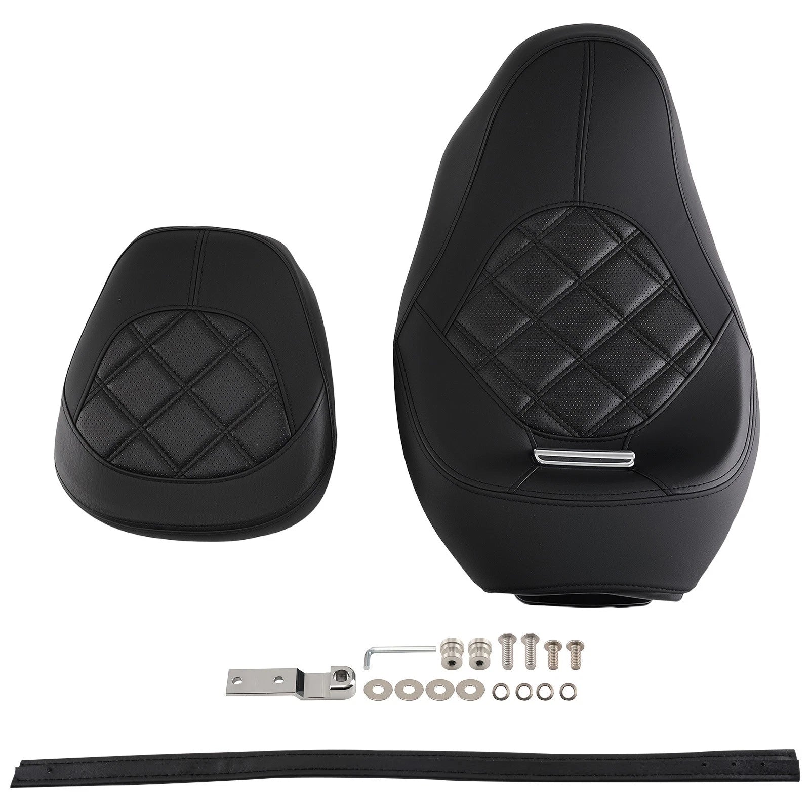 Black Leather Foam Driver Passenger Seat for Harley Touring (2009–Present)